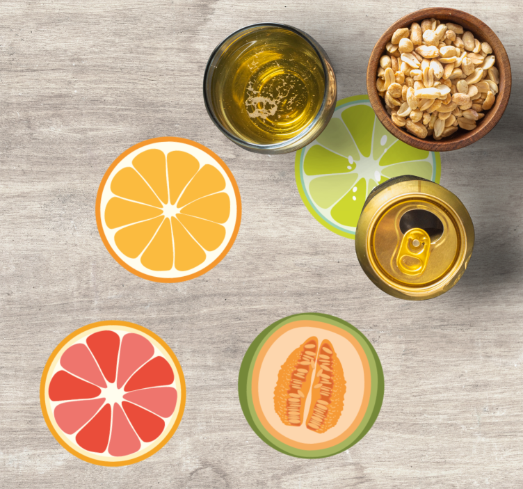 Enge onderzetters met fruitplakjes motieven - TenStickers