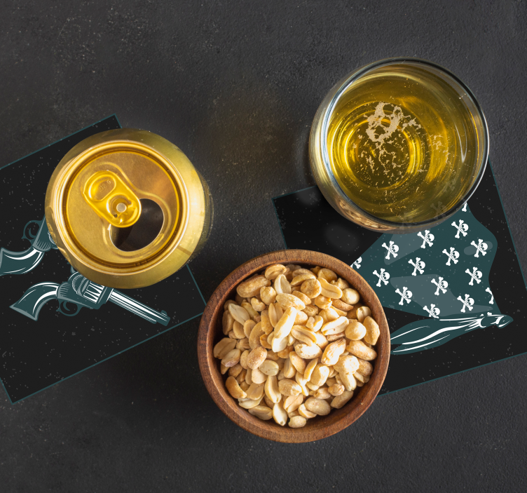 Enge onderzetters met gekruiste revolvers en bandana - TenStickers