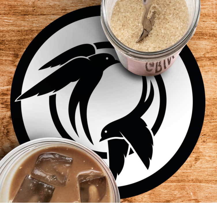 Enge onderzetters met gestileerd vogelsymbool - TenStickers