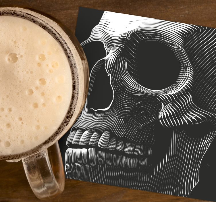 Enge onderzetters met gestileerde schedelillustratie - TenStickers