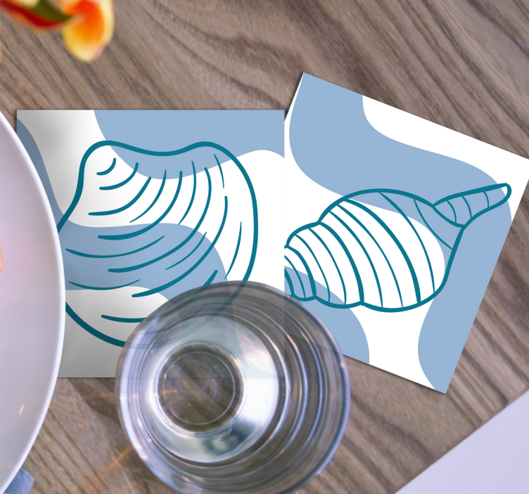 Enge onderzetters met gestileerde schelpenillustraties - TenStickers