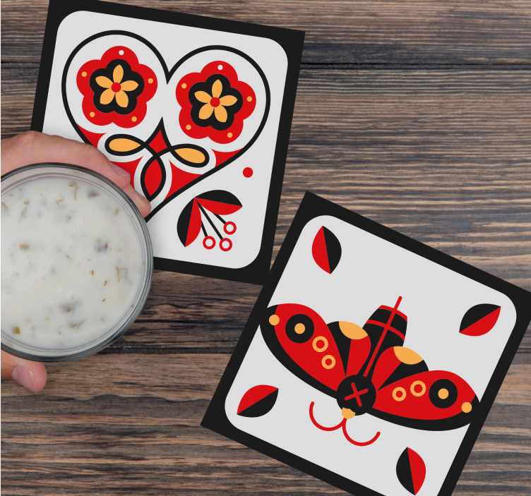 Enge onderzetters met hart en vlinder motieven - TenStickers