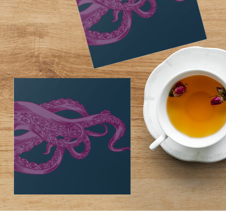 Enge onderzetters met ingewikkelde octopusillustratie - TenStickers