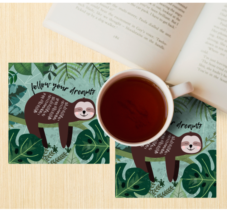 Enge onderzetters met inspirerende quote van luiaard - TenStickers