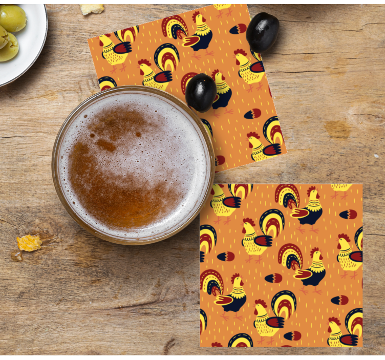 Enge onderzetters met kleurrijk kippenpatroon - TenStickers