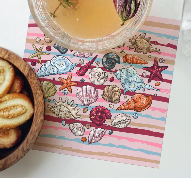 Enge onderzetters met kleurrijk schelpenmotief - TenStickers