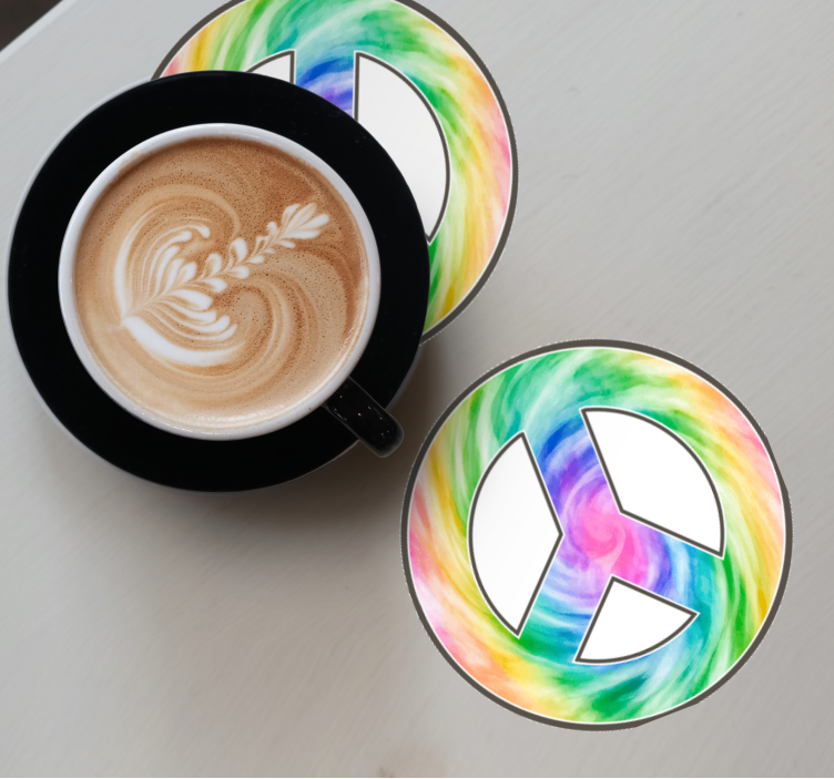 Enge onderzetters met kleurrijk vredessymbool - TenStickers