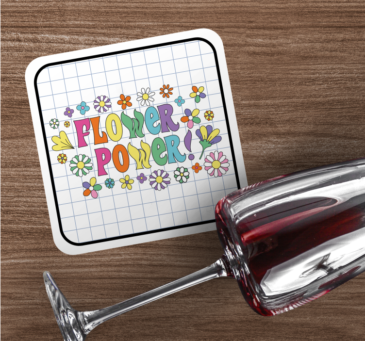 Enge onderzetters met kleurrijke bloemen typografie - TenStickers