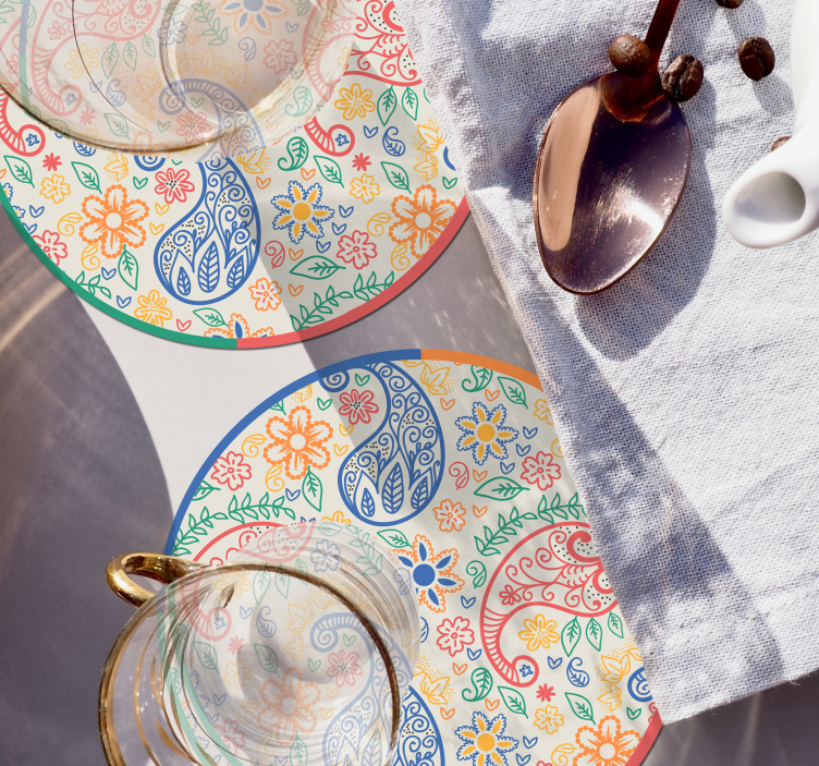 Enge onderzetters met kleurrijke bloempatronen - TenStickers