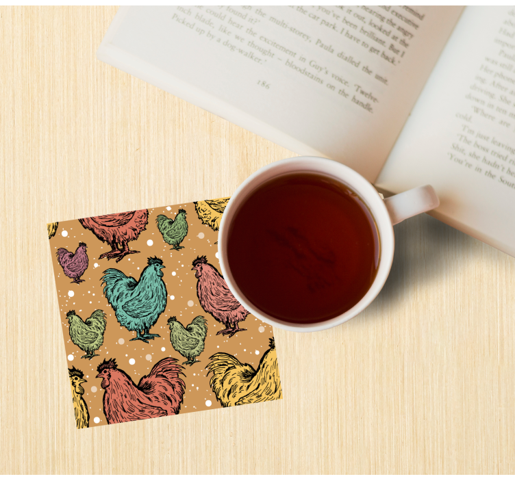 Enge onderzetters met kleurrijke kippenpatronen - TenStickers