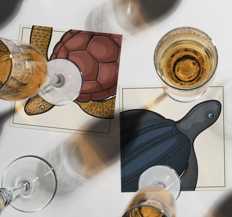 Enge onderzetters met kleurrijke schildpadillustraties - TenStickers