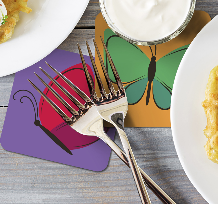 Enge onderzetters met kleurrijke vlinder motieven - TenStickers