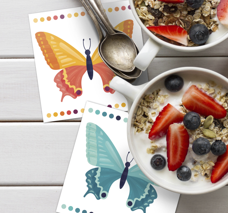 Enge onderzetters met kleurrijke vlinderpatronen - TenStickers