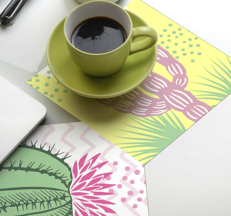 Enge onderzetters met levendig cactusmotief - TenStickers