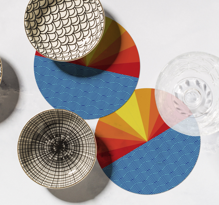 Enge onderzetters met levendig geometrisch cirkelpatroon - TenStickers