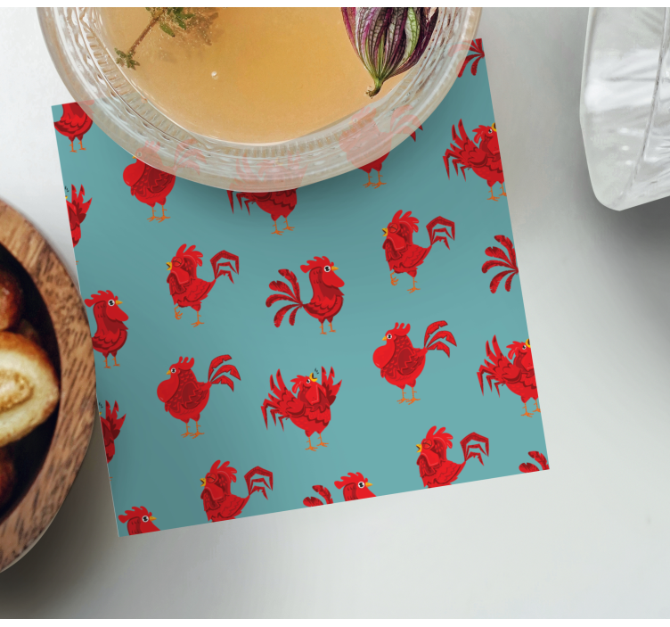 Enge onderzetters met levendig kippenmotief - TenStickers