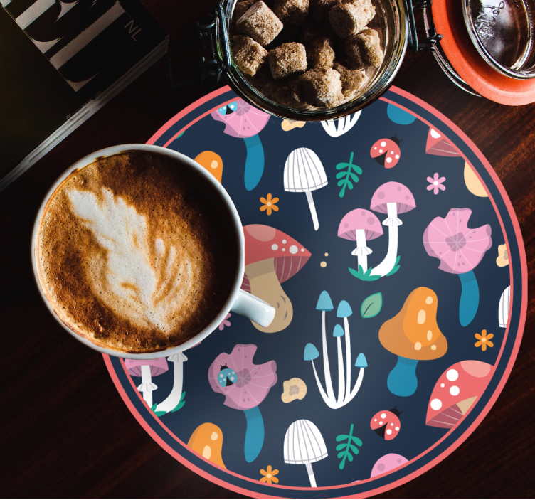 Enge onderzetters met levendig schimmelmotief - TenStickers