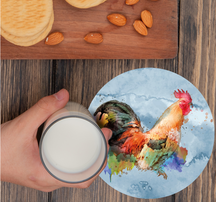 Enge onderzetters met levendige haanillustratie - TenStickers