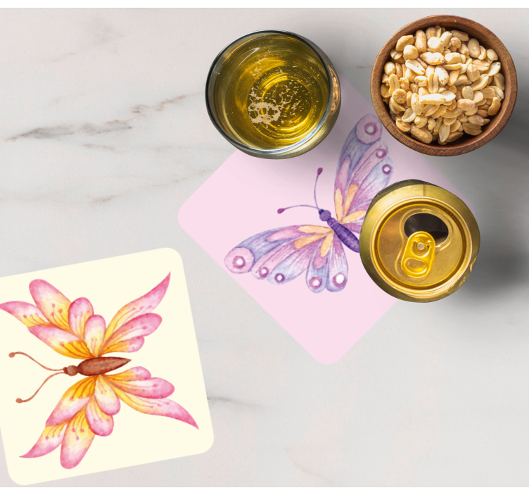 Enge onderzetters met levendige vlinder motieven - TenStickers