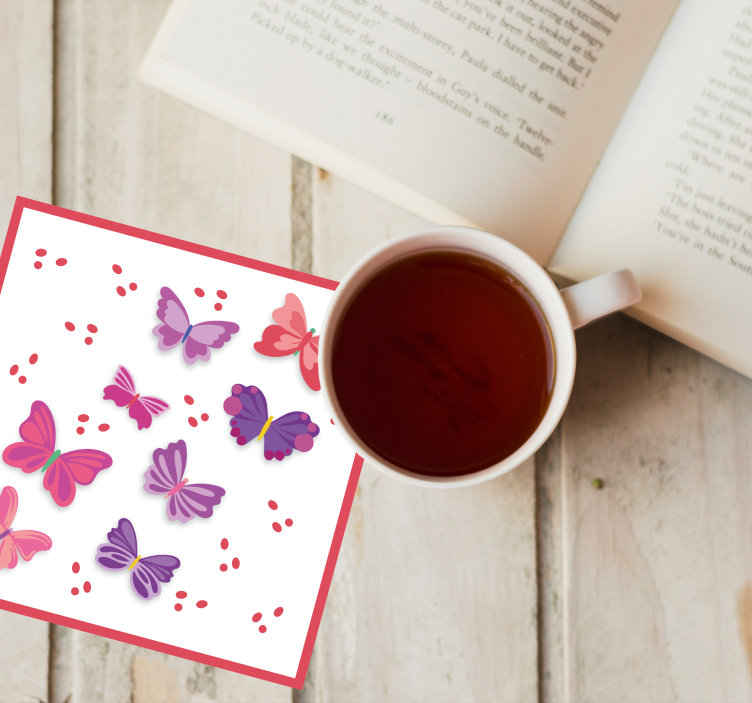 Enge onderzetters met levendige vlinderillustraties - TenStickers