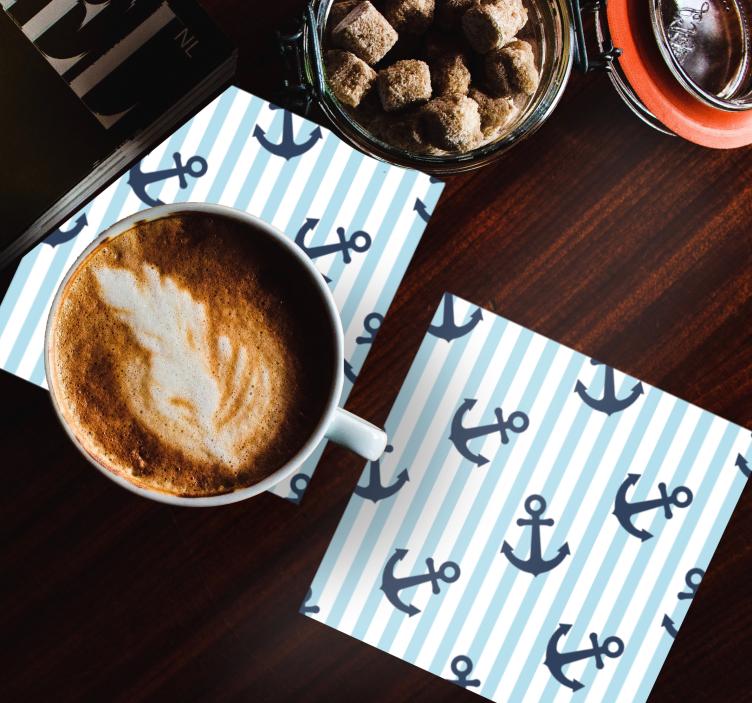 Enge onderzetters met nautisch ankerpatroon - TenStickers