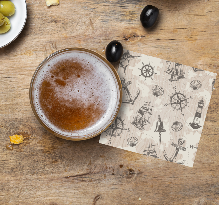 Enge onderzetters met nautische patronen - TenStickers