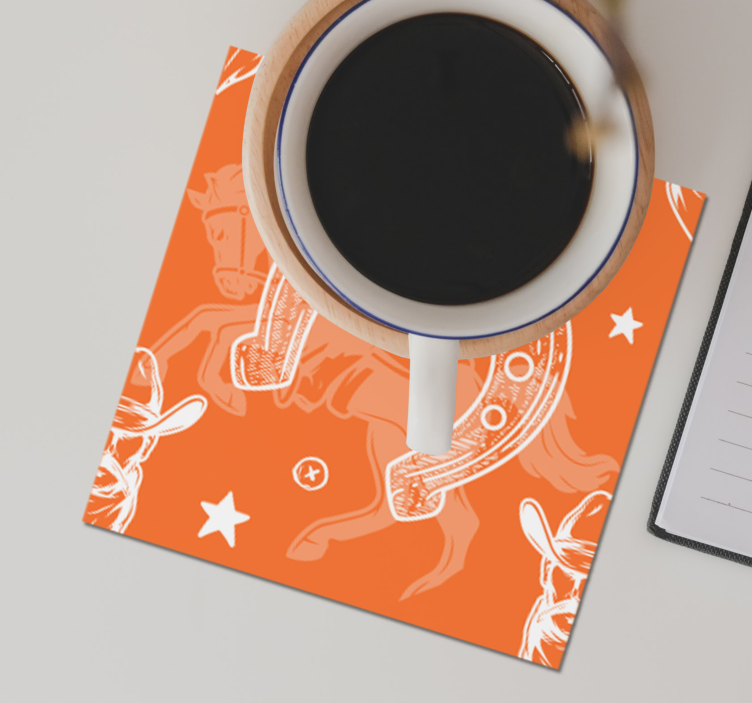 Enge onderzetters met rustiek hoefijzer motief - TenStickers