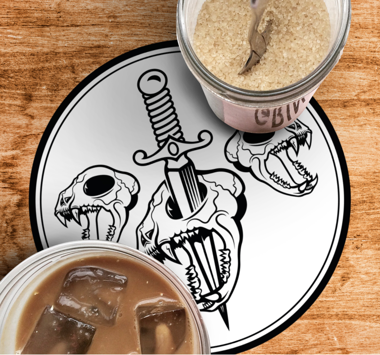 Enge onderzetters met schedel en zwaard kunst - TenStickers