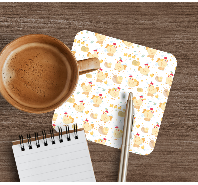 Enge onderzetters met speels kippenpatroon - TenStickers