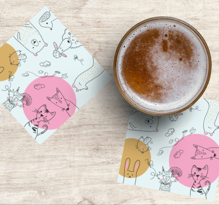 Enge onderzetters met speelse dierenillustraties - TenStickers