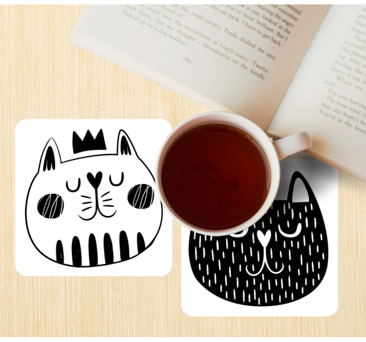 Enge onderzetters met speelse kattenillustraties - TenStickers