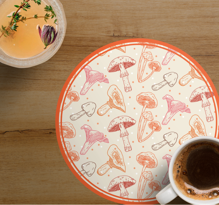 Enge onderzetters met speelse paddenstoelenillustratie - TenStickers