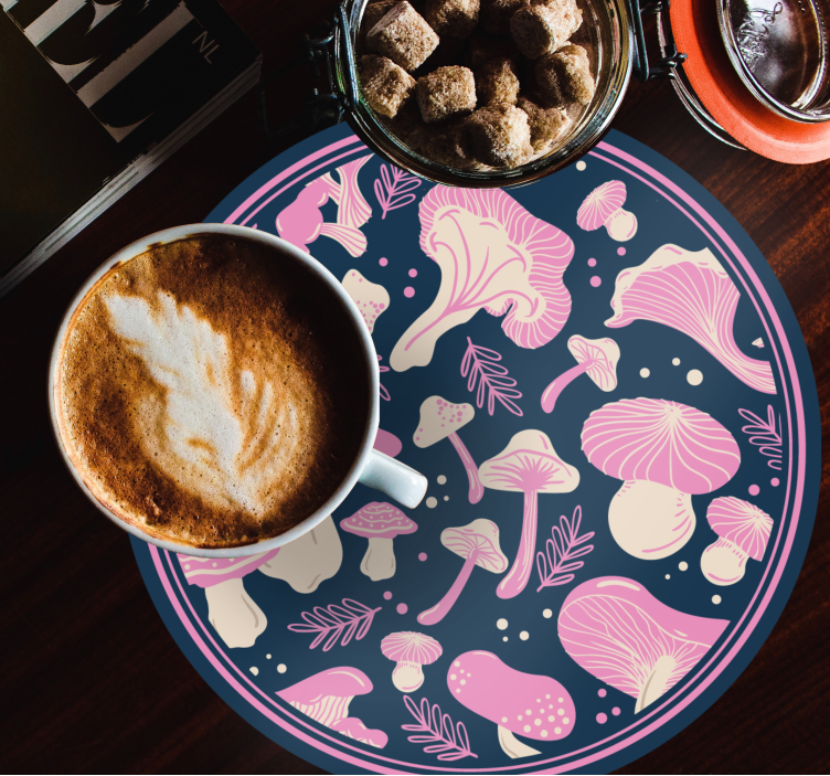 Enge onderzetters met speelse paddenstoelenpatronen - TenStickers