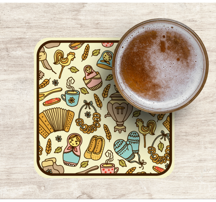 Enge onderzetters met speelse volkskunstmotieven - TenStickers