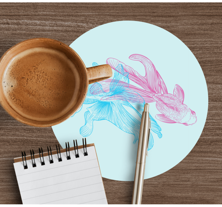 Enge onderzetters met tweekleurige vissenillustraties - TenStickers