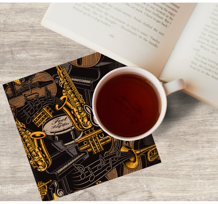 Enge onderzetters muziekinstrumentenpatroon - TenStickers