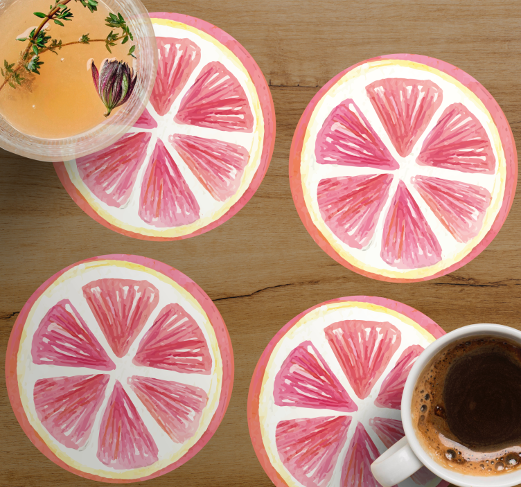 Enge onderzetters omtrekte roze citrusplakken - TenStickers