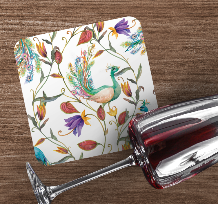 Enge onderzetters pauwenbloemmotief - TenStickers