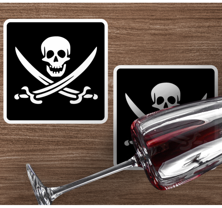 Enge onderzetters Piraat jolly roger - TenStickers