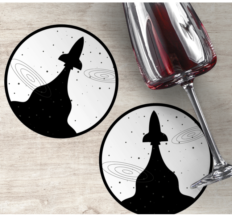 Enge onderzetters raketsilhouet met sterren - TenStickers