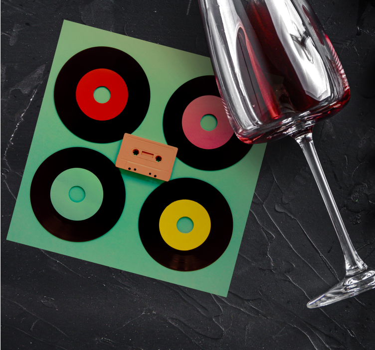 Enge onderzetters retro vinyl platen set - TenStickers