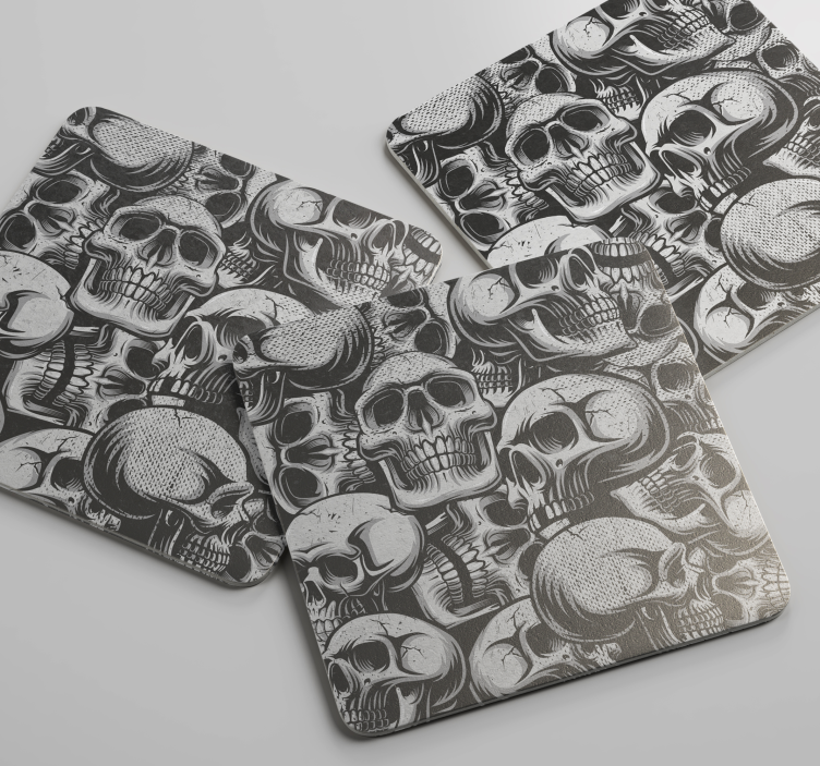 Enge onderzetters skullpatroon monochroom - TenStickers