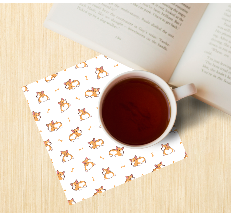 Enge onderzetters speelse corgi patroon - TenStickers