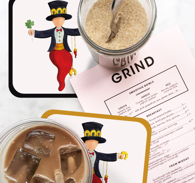 Enge onderzetters speelse figuur met klaver - TenStickers