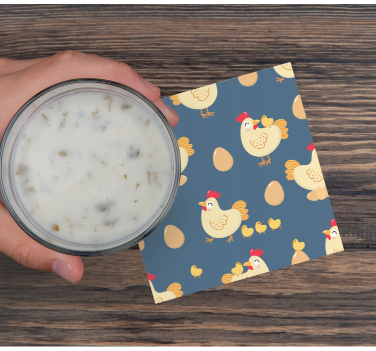 Enge onderzetters speelse hennen met eieren - TenStickers