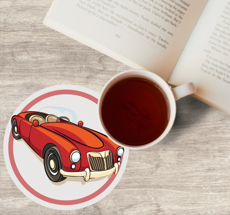 Enge onderzetters vintage rode sportauto - TenStickers