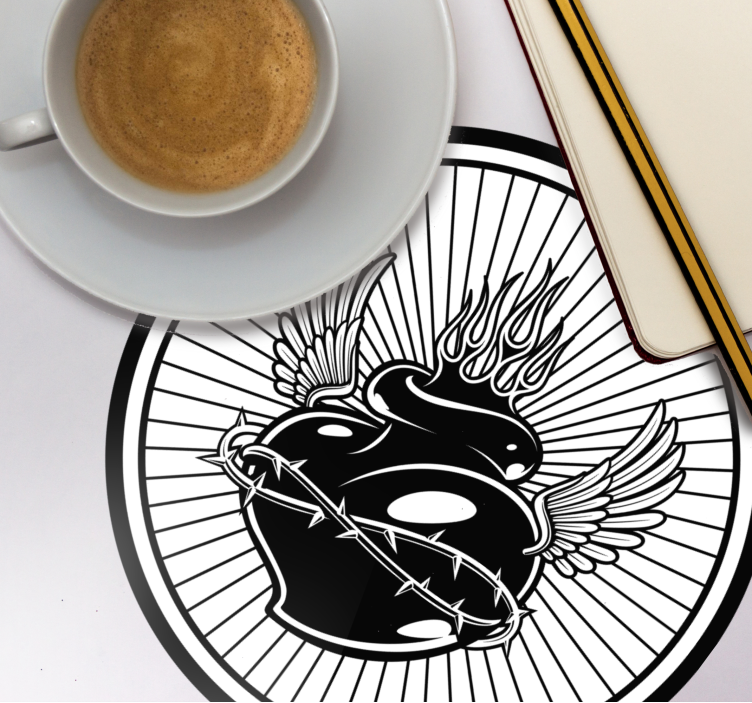 Enge onderzetters vleugeld hart met doornen - TenStickers