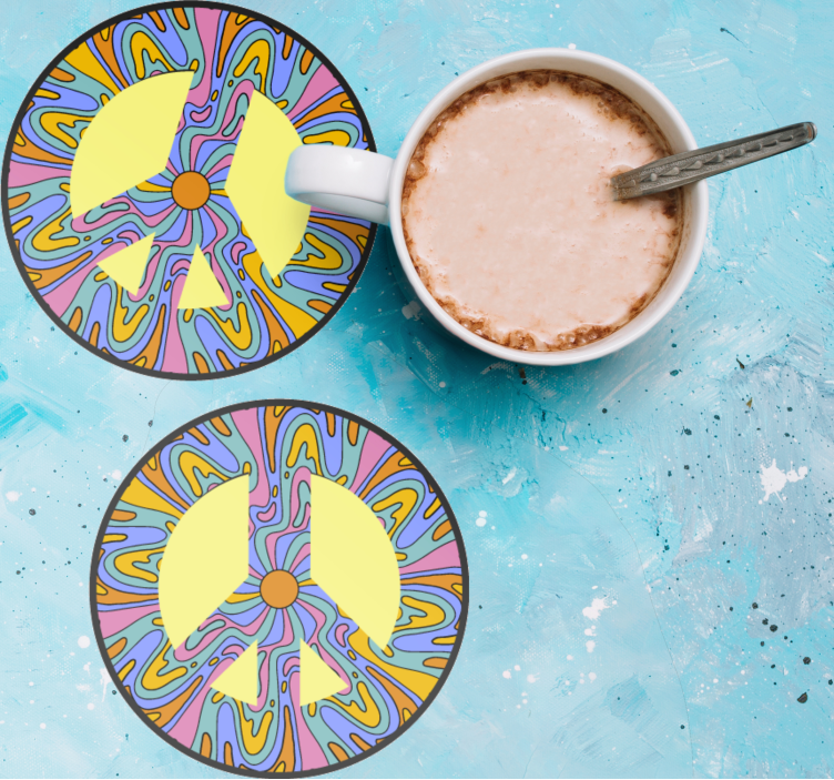 Enge onderzetters vrolijk vredessymbool - TenStickers