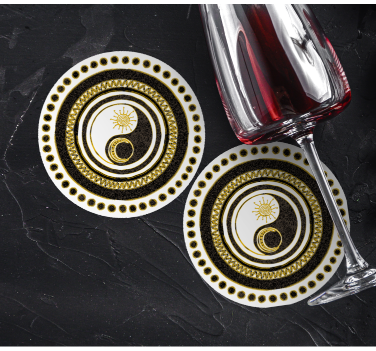 Enge onderzetters yin yang cirkelpatroon - TenStickers