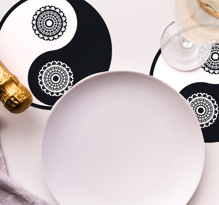Enge onderzetters yin yang mandala patronen - TenStickers